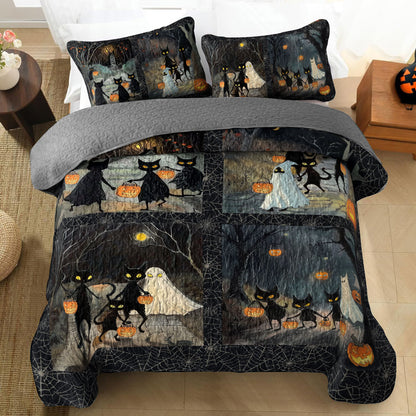 Shineful All Season Quilt 3-Piece Set Halloween Moonlit Haunt