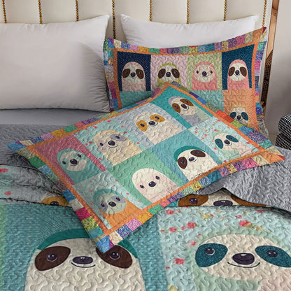 Shineful All Season Quilt 3-Piece Set Colorful Sloth Bliss