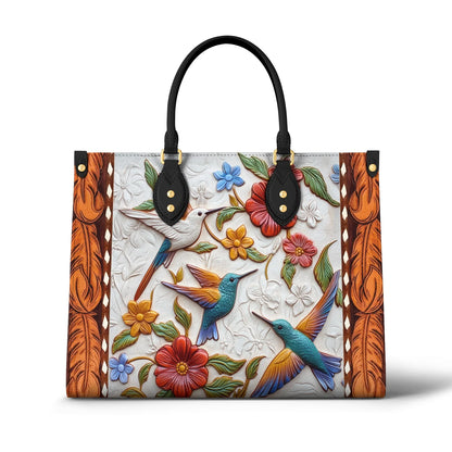 Shineful Leather Bag Hummingbird Blossom Flight