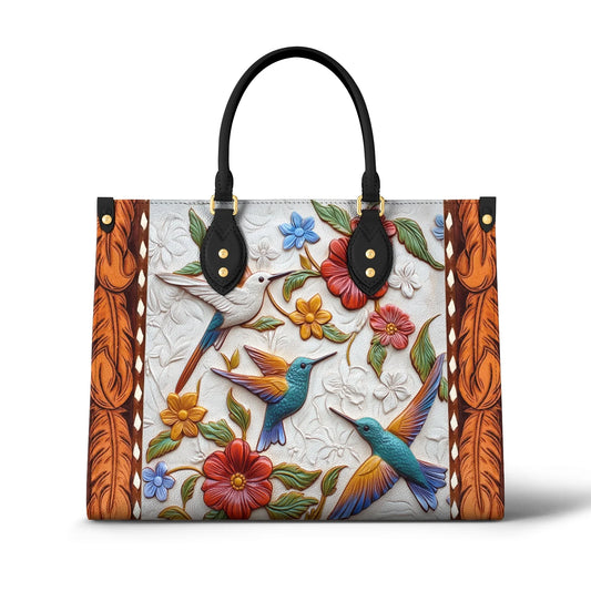 Shineful Leather Bag Hummingbird Blossom Flight