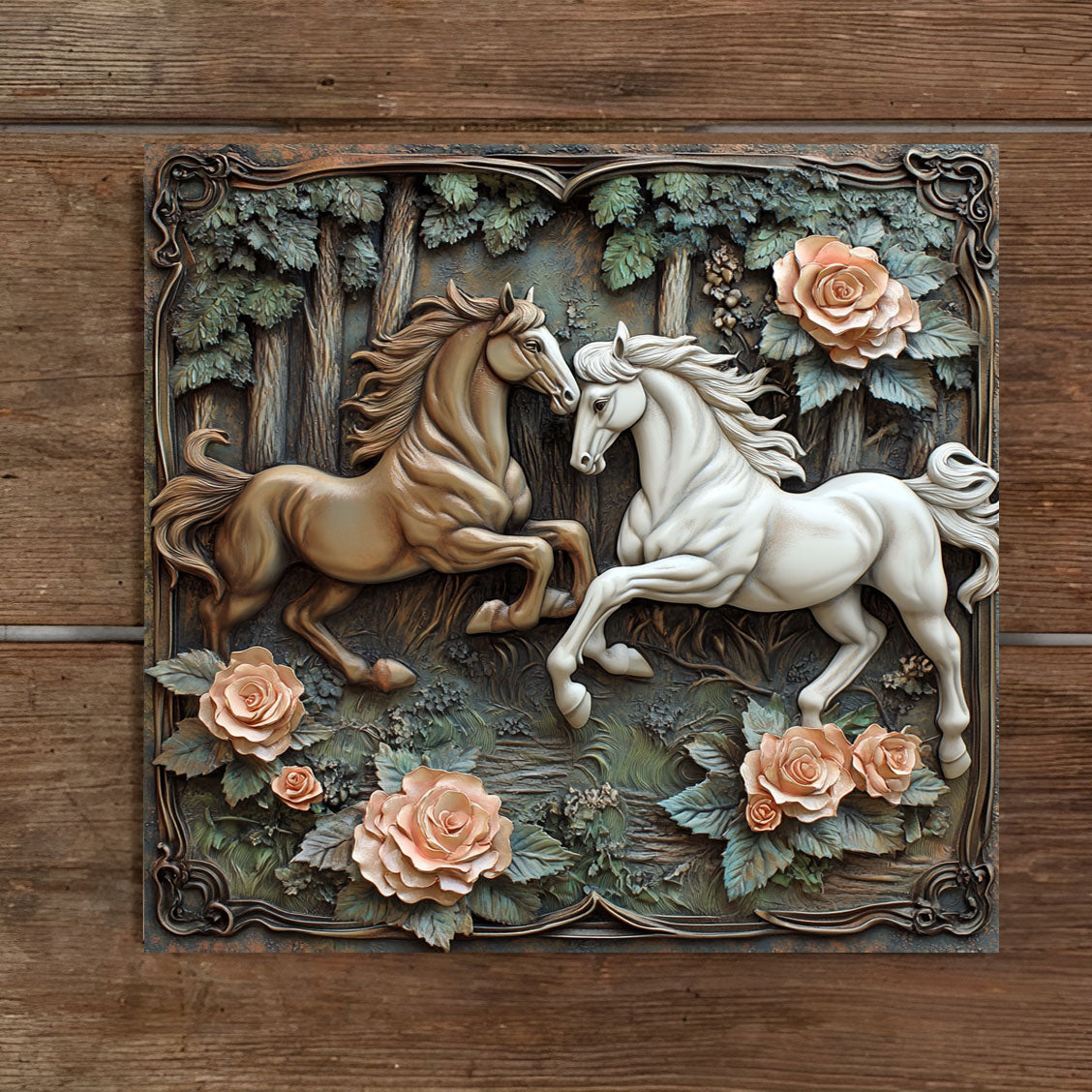 Shineful 2D Metal Sign Horse Couple