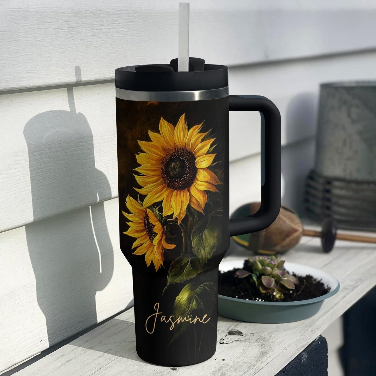 Shineful Tumbler Personalized Elegant Sunflower