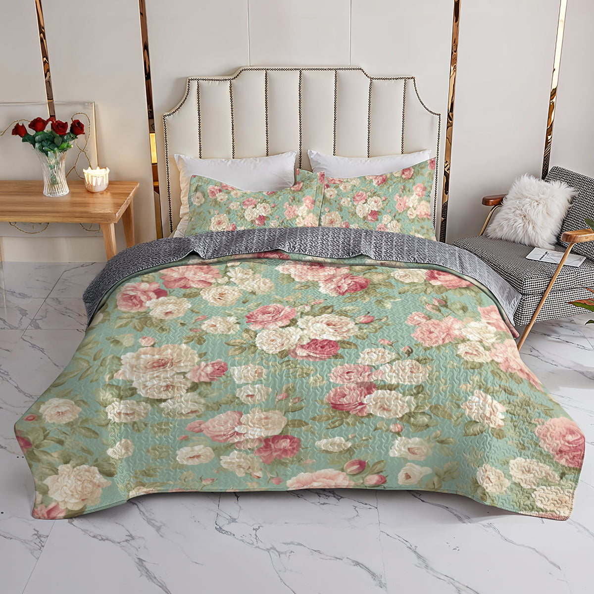 Shineful All Season Quilt 3-Piece Set Vintage Roses