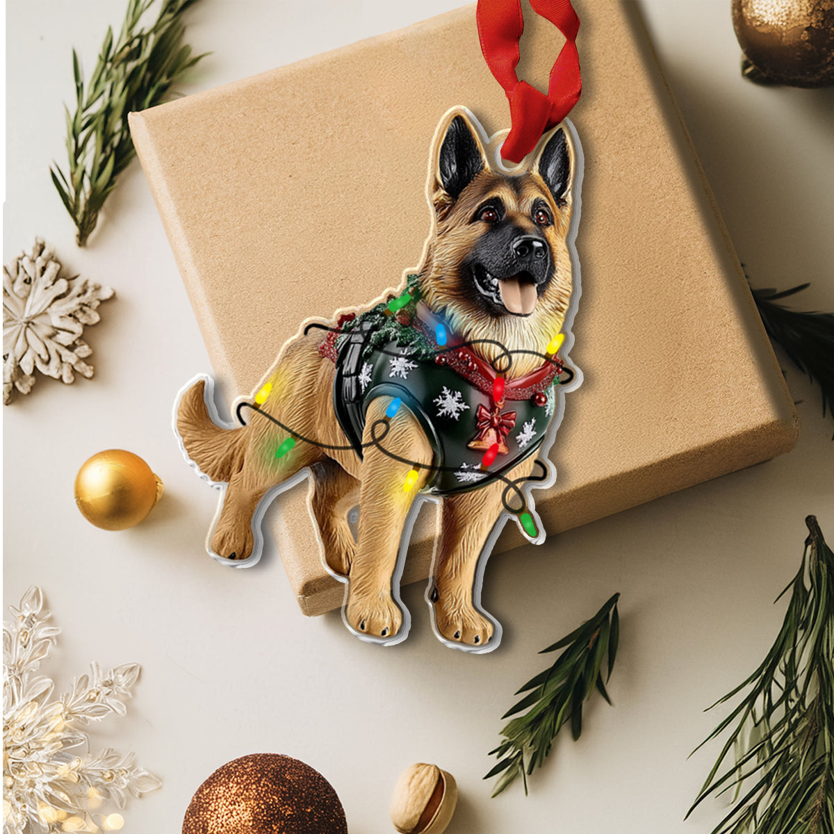 Shineful 2D Acrylic Ornament - Festive German Shepherd Collection