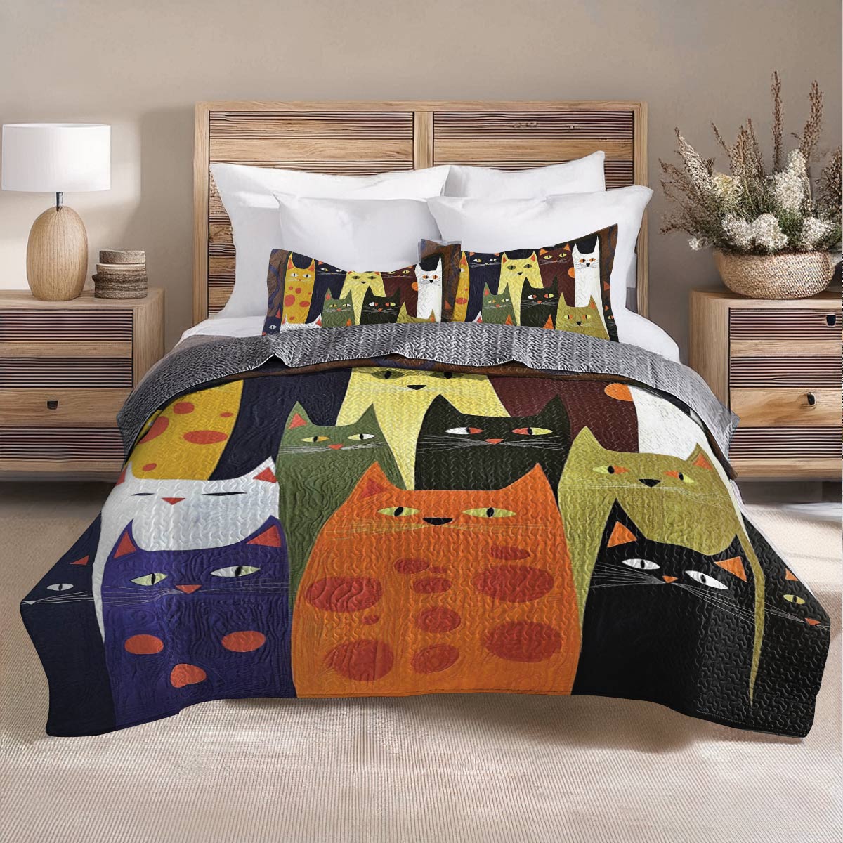 Shineful All Season Quilt 3-Piece Set Purrfectly Cozy