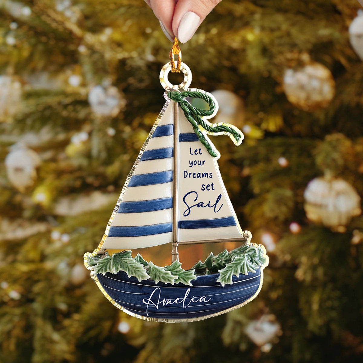 Shineful 2D Acrylic Ornament - Personalized Dreamy Sailboat