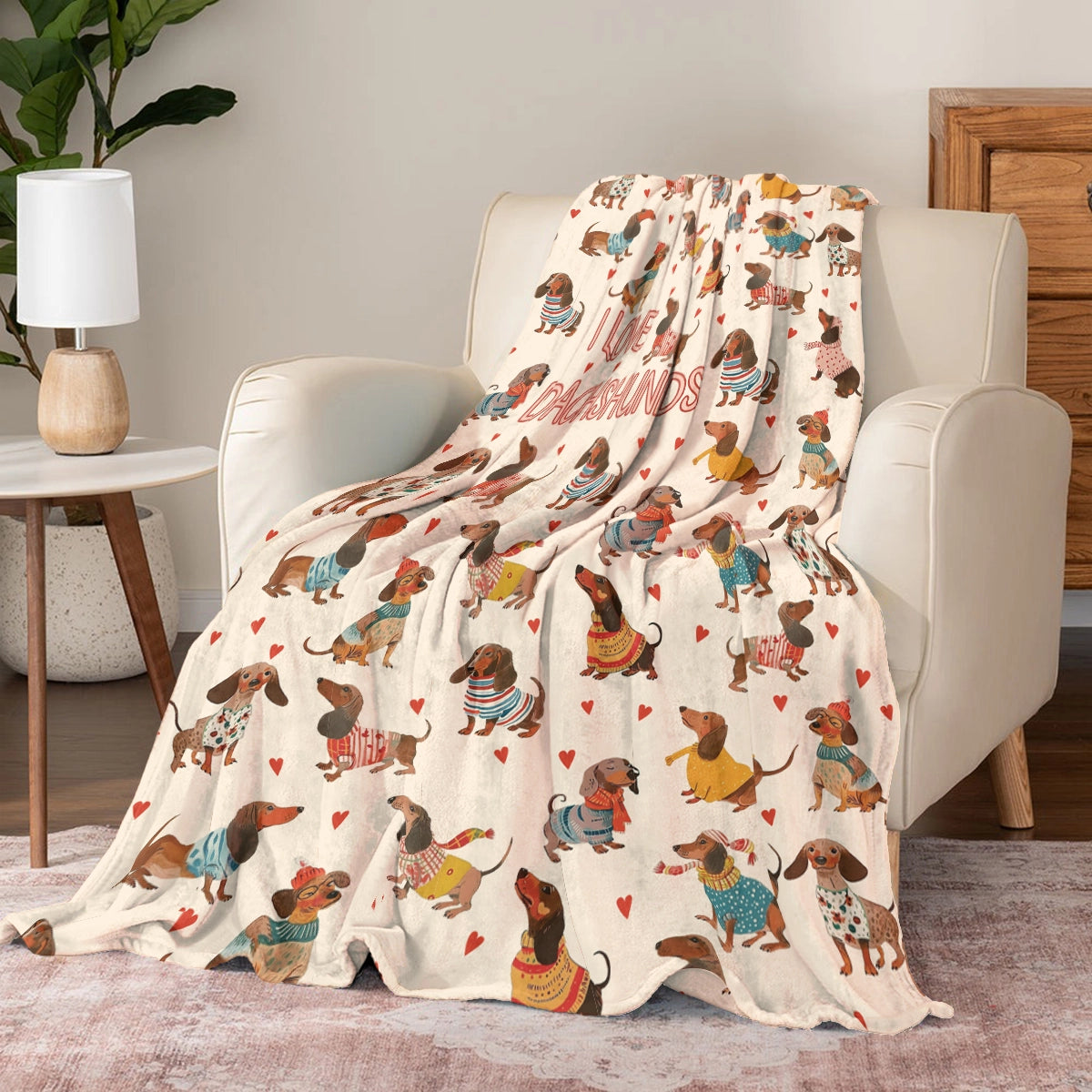 Shineful Fleece Blanket Dachshund  Lovely Delight