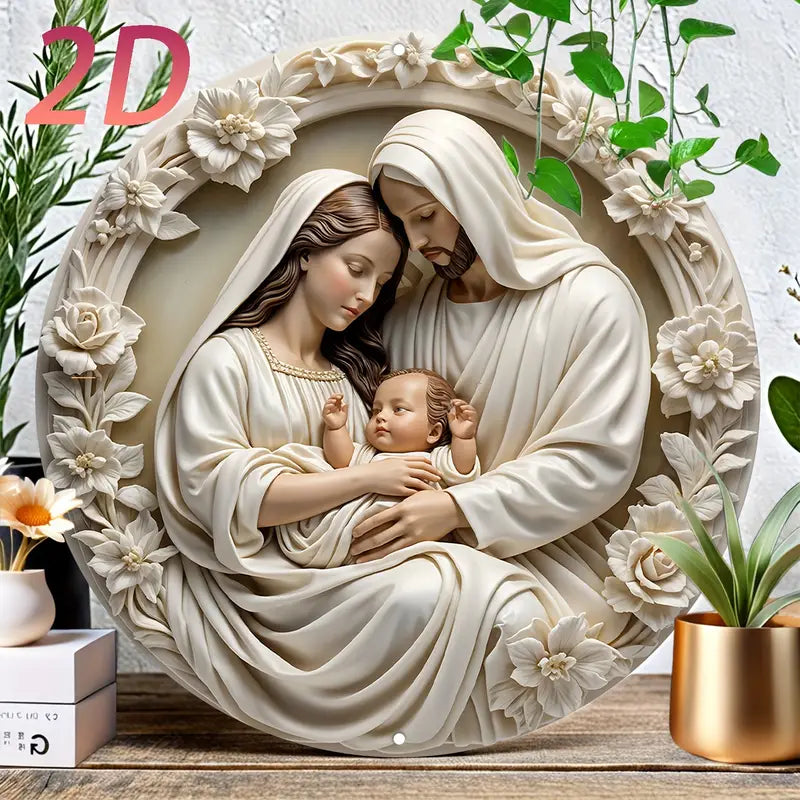 Shineful 2D Wooden Plaque, Hanging Decor, Door Sign Blessed Nativity Scene