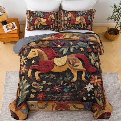 Shineful All Season Quilt 3-Piece Set Floral Steed