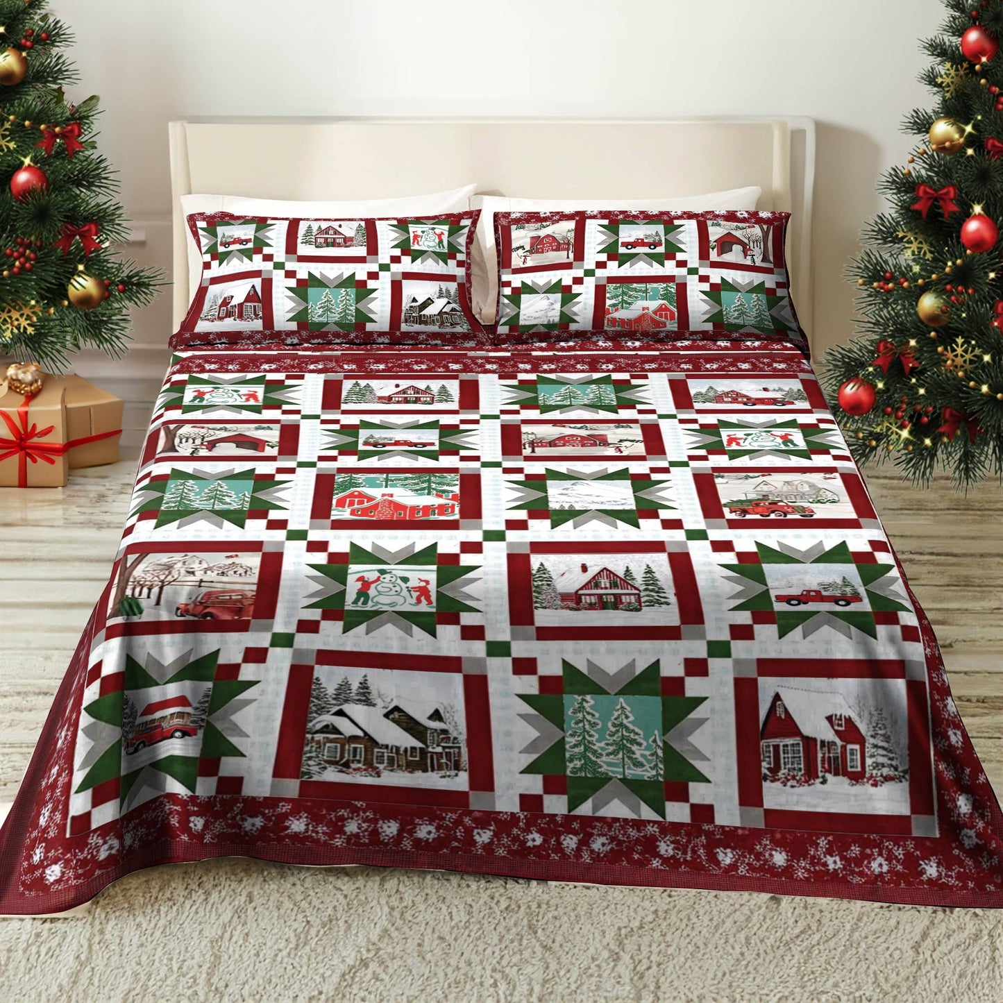 Shineful 4-Piece Bed Sheet Set Winter Wishes