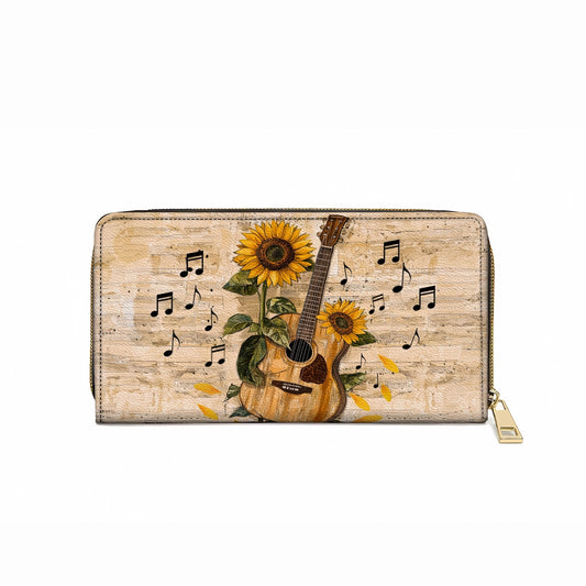 Shineful Leather Clutch Purse With Wristlet Strap Handle Sunflower Melody
