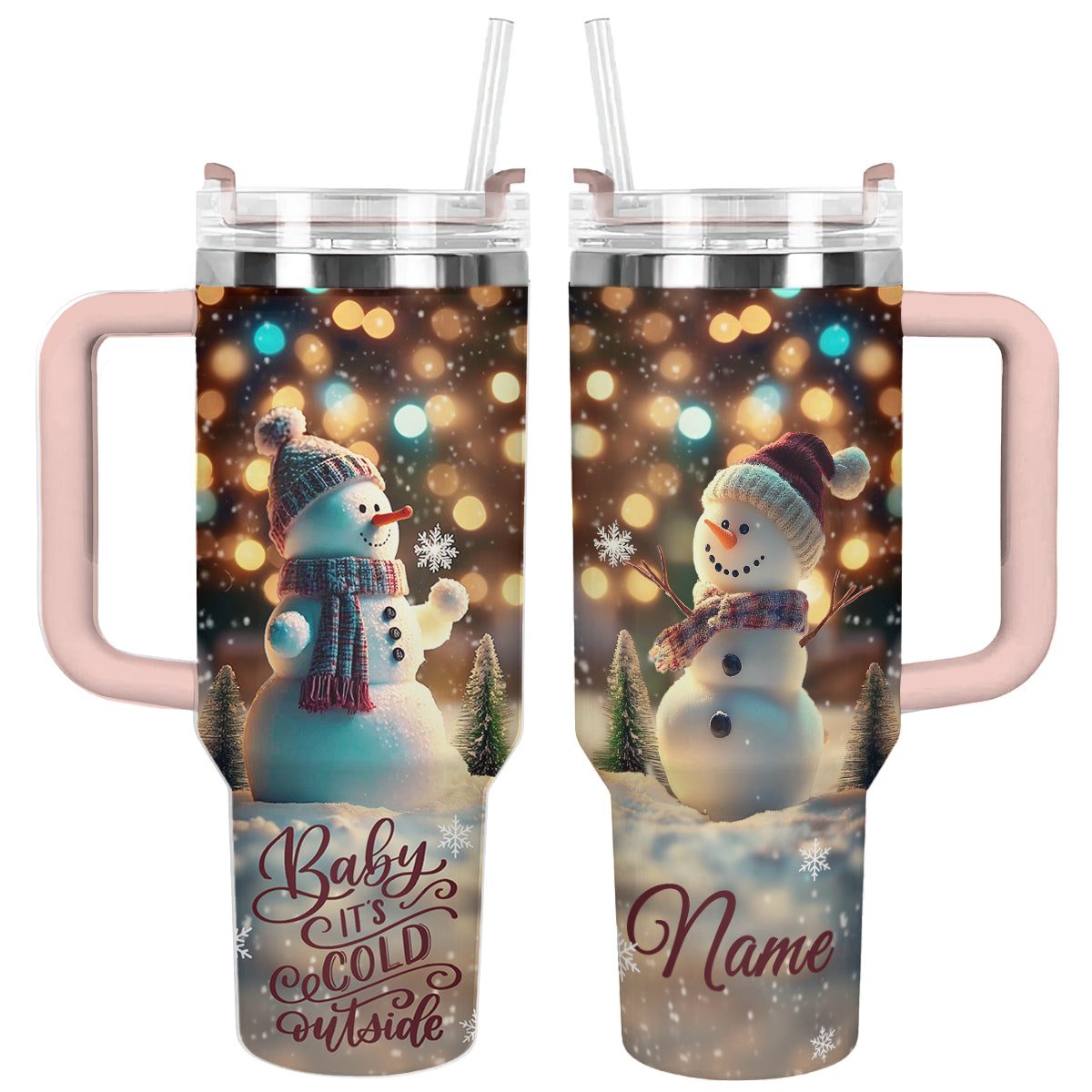 Shineful Glossy Tumbler Personalized Happy Snowman