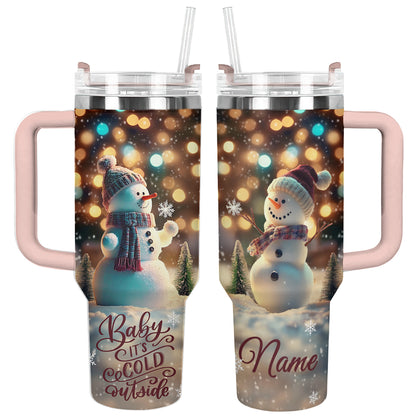 Shineful Glossy Tumbler Personalized Happy Snowman