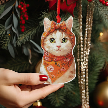 Glänzendes 2D-Acryl-Ornament „Meow Holiday“ 