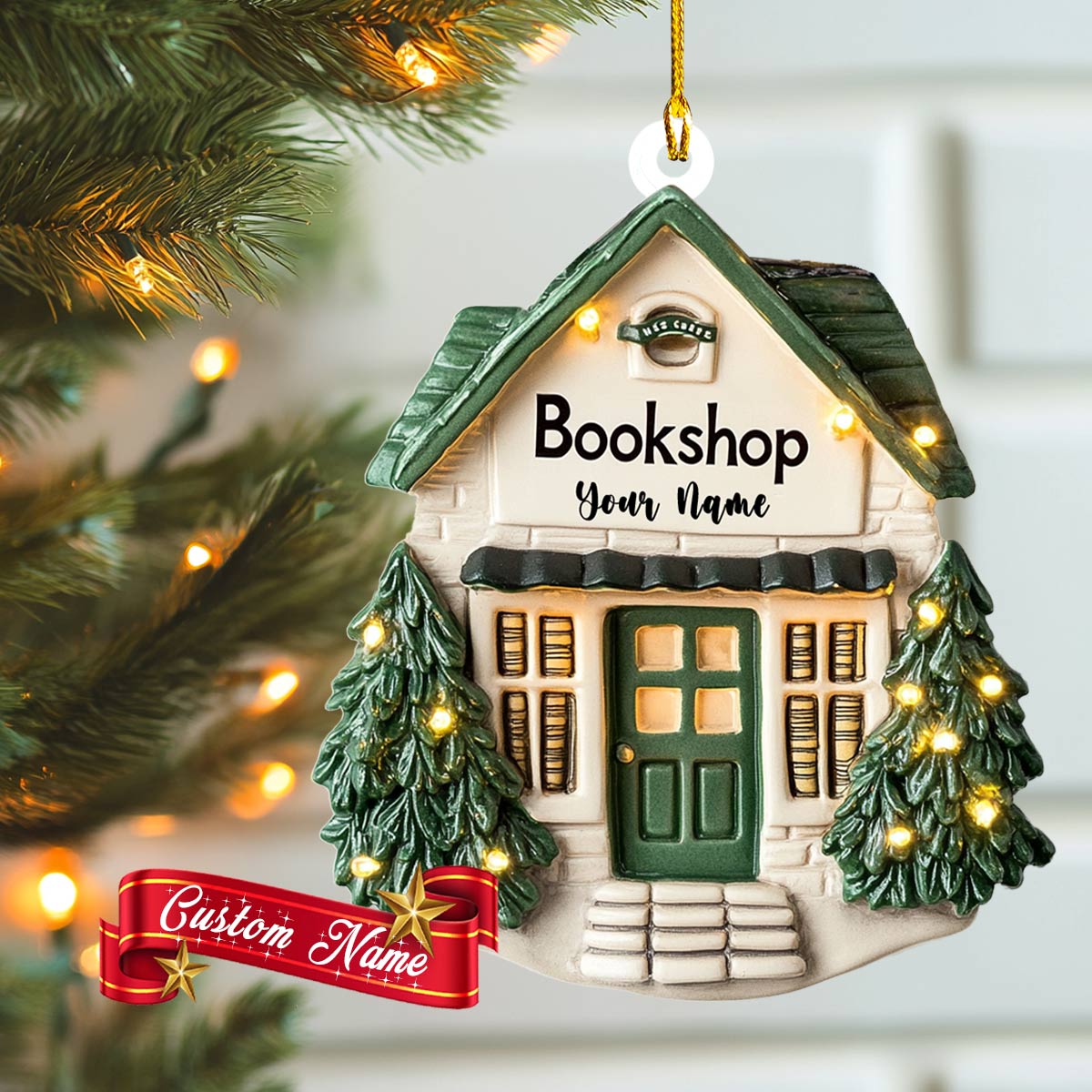 Shineful 2D Acrylic Ornament Personalized Bookstore