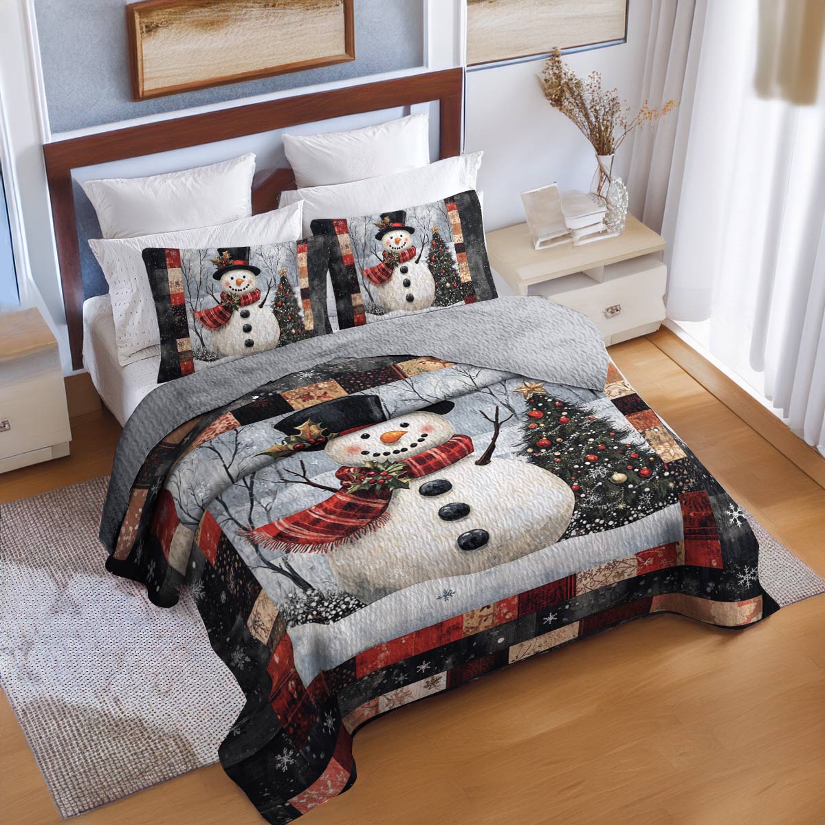 Shineful All Season Quilt 3-Piece Set Jolly Snowman