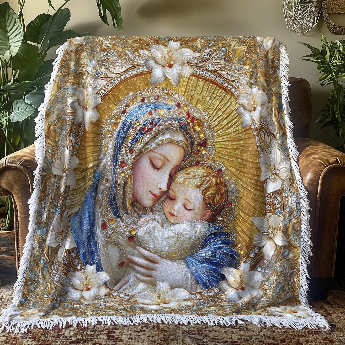 Shineful Woven Tapestry Throw Blanket - Holy Embrace