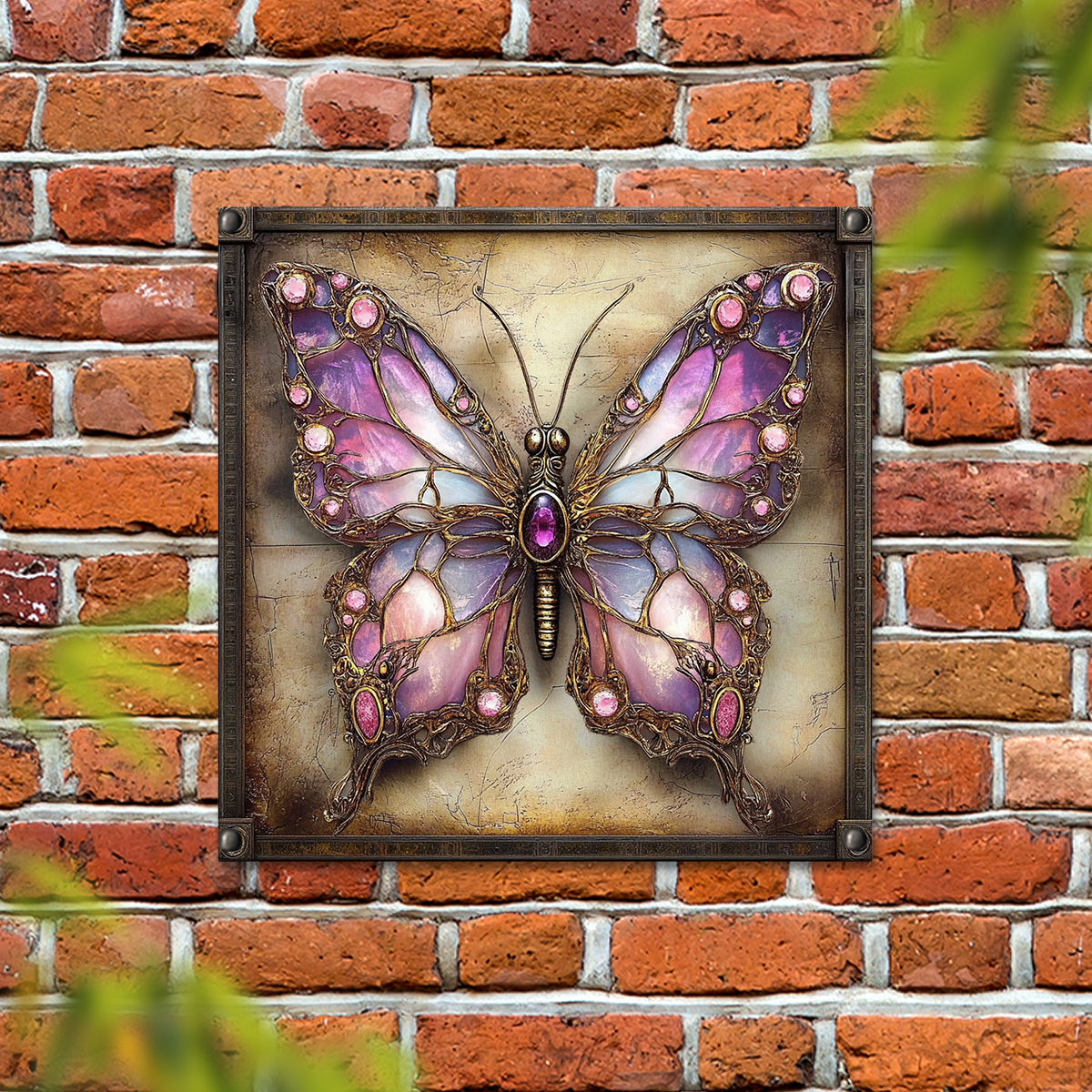 Glänzendes 2D Metallschild Schmetterling Eleganz