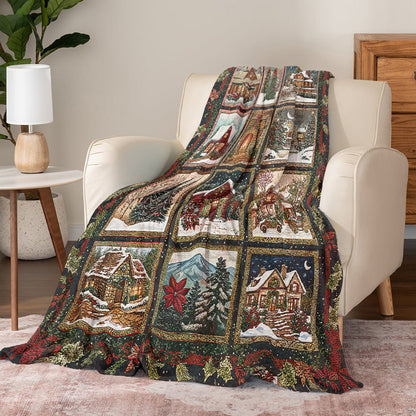 Shineful Fleece Blanket Christmas Village Charm