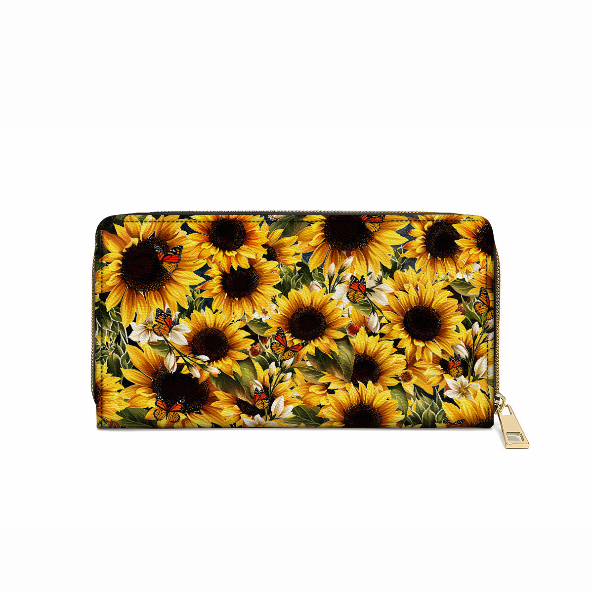 Shineful Leather Clutch Purse With Wristlet Strap Handle Gorgeous Sunflower