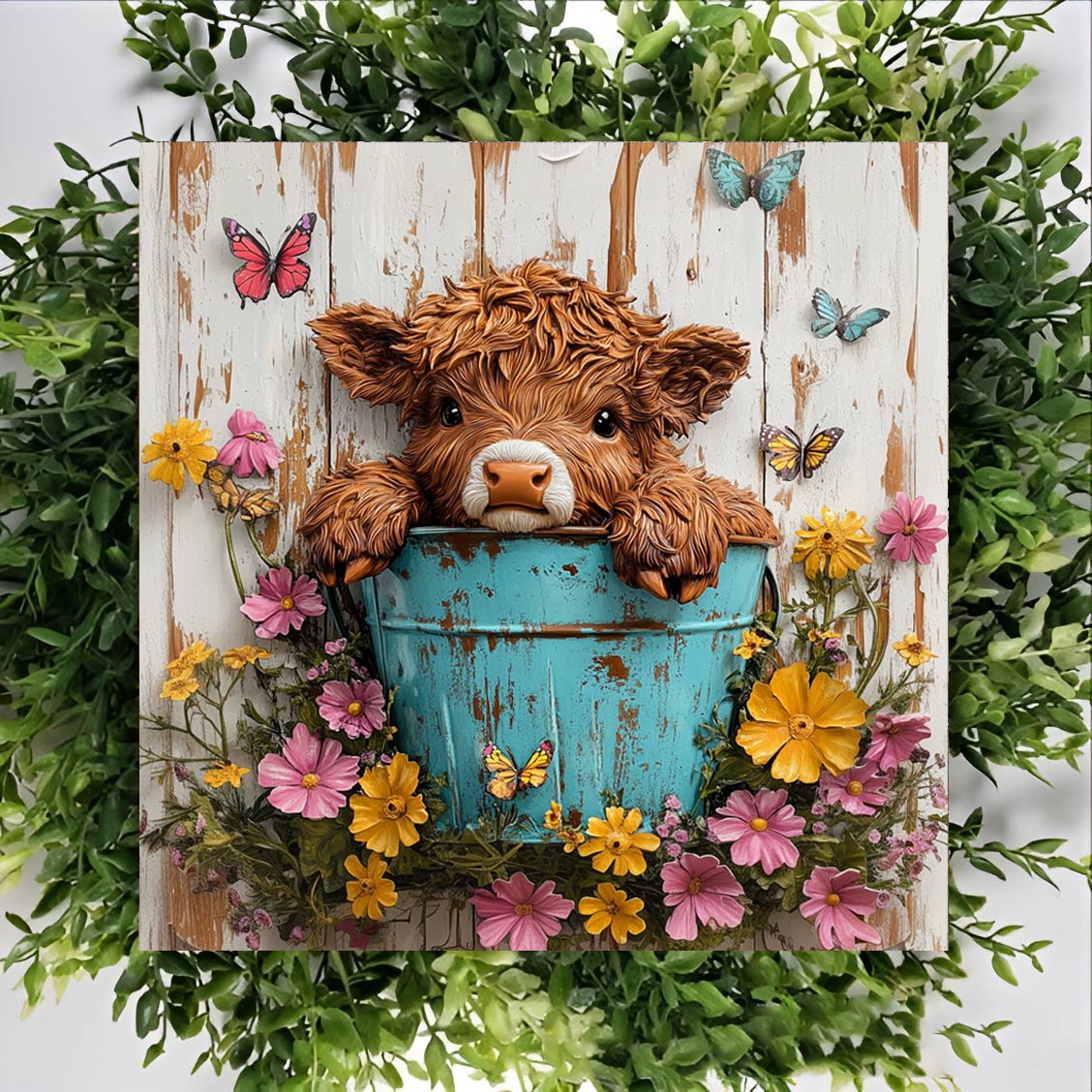 Shineful 2D Metal Sign Floral Cow