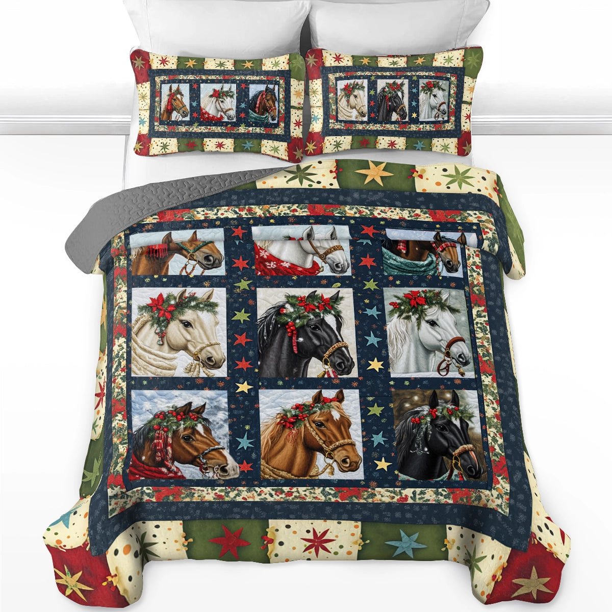 Shineful All Season Quilt 3-Piece Set Starlit Horse Holiday