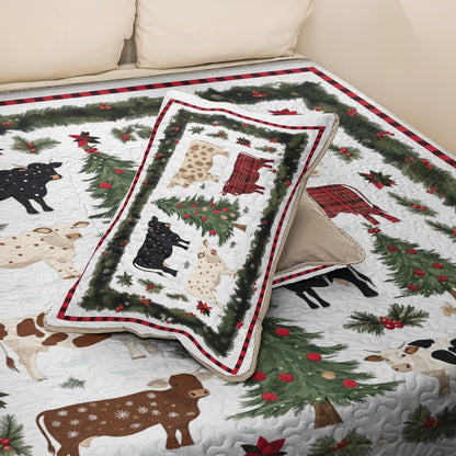 Shineful All Season Quilt 3-Piece Set Farmhouse Christmas Cow