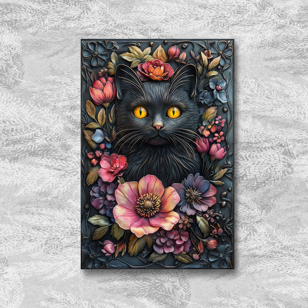 Shineful 2D Metal Sign Feline Floral Fantasy