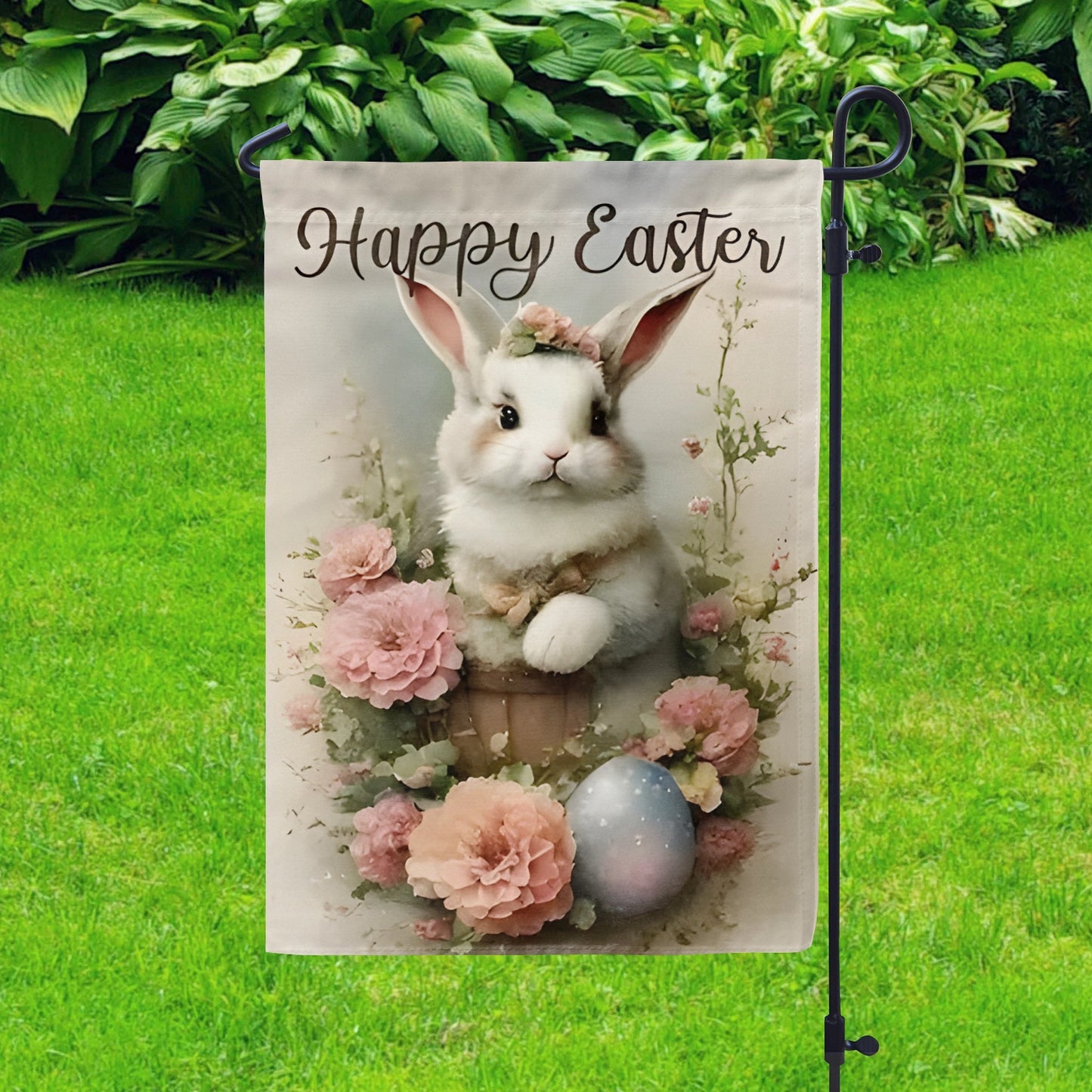 Shineful Garden Flag 12" x 18" Blooming Bunny Basket