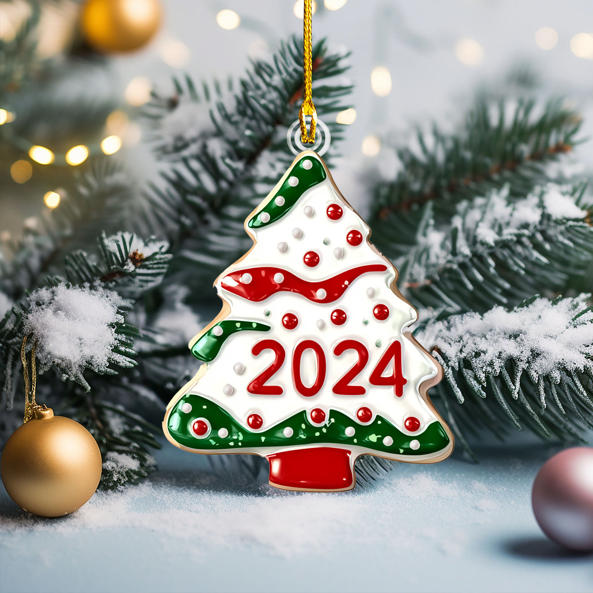 Shineful Personalized 2D Acrylic Ornament - 2024 Christmas Tree