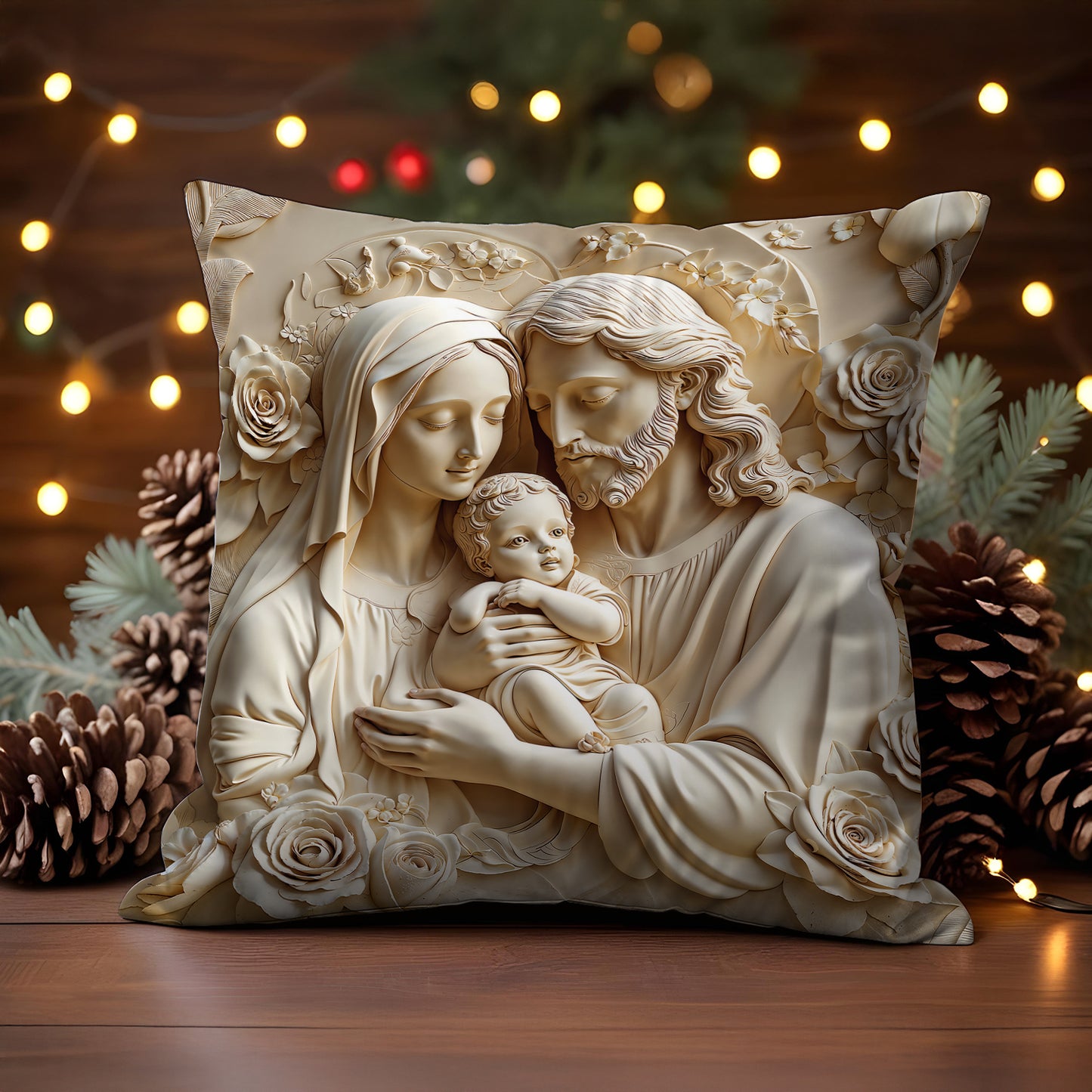 Shineful 2D Print Cushion Cover, Pillowcase, Pillows Covers - Holy Family Rose