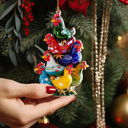 Shineful 2D Acrylic Ornament Chicken Festive Flock Stack