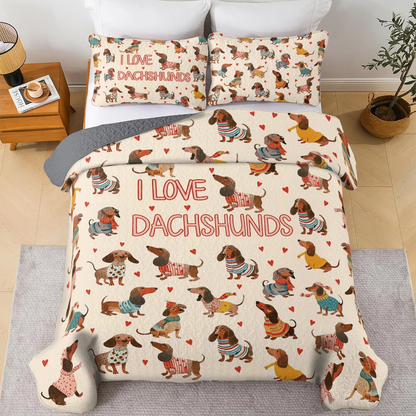 Shineful All Season Quilt 3-Piece Set Dachshund Lovely Delight