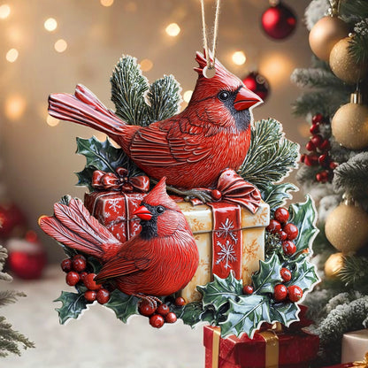 Shineful 2D Acrylic Ornament - Cardinal Holiday Whispers