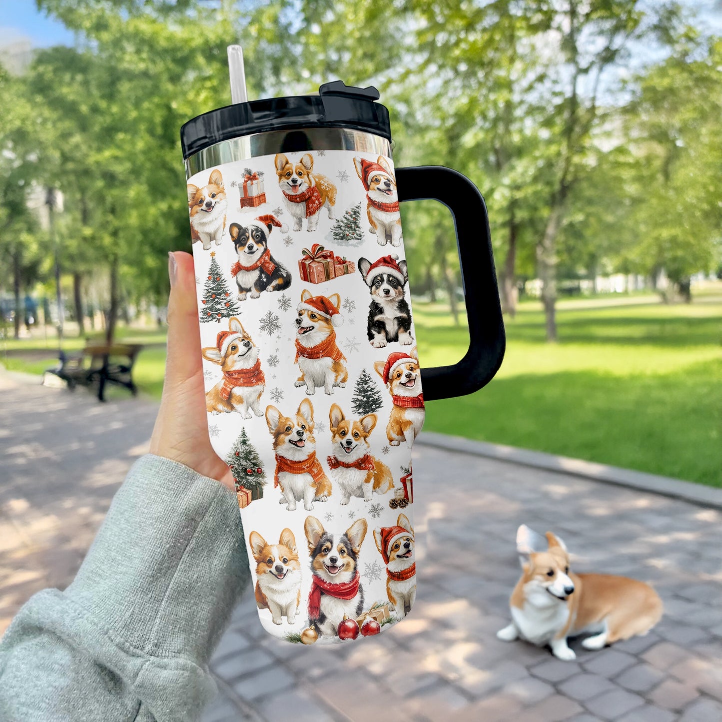 Délice de Noël Shineful Tumbler Corgis