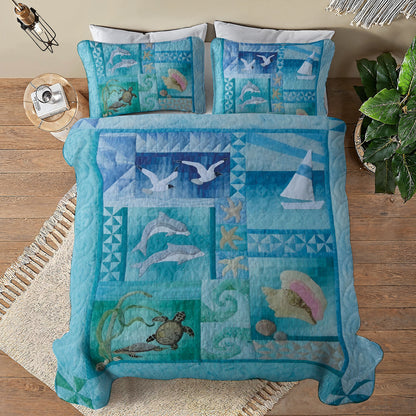 Shineful All Season Quilt 3-Piece Set Coastal Calm