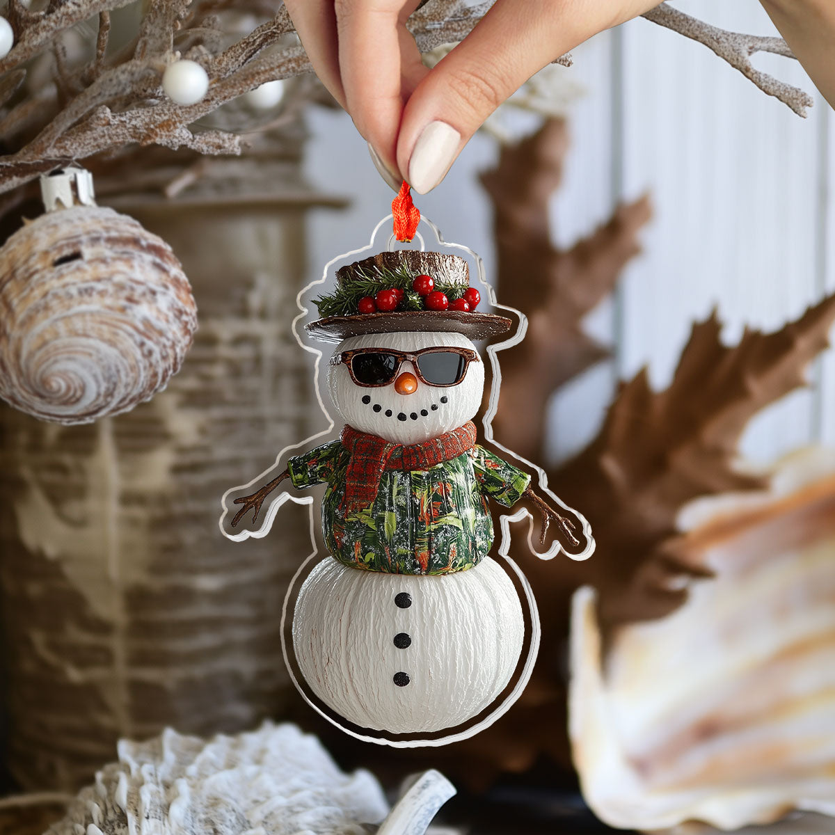 Shineful 2D Acrylic Ornament - Coconut Snowman