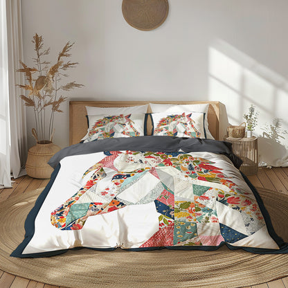 Shineful 3 Pieces Duvet Cover Set - Charming Floral Horse