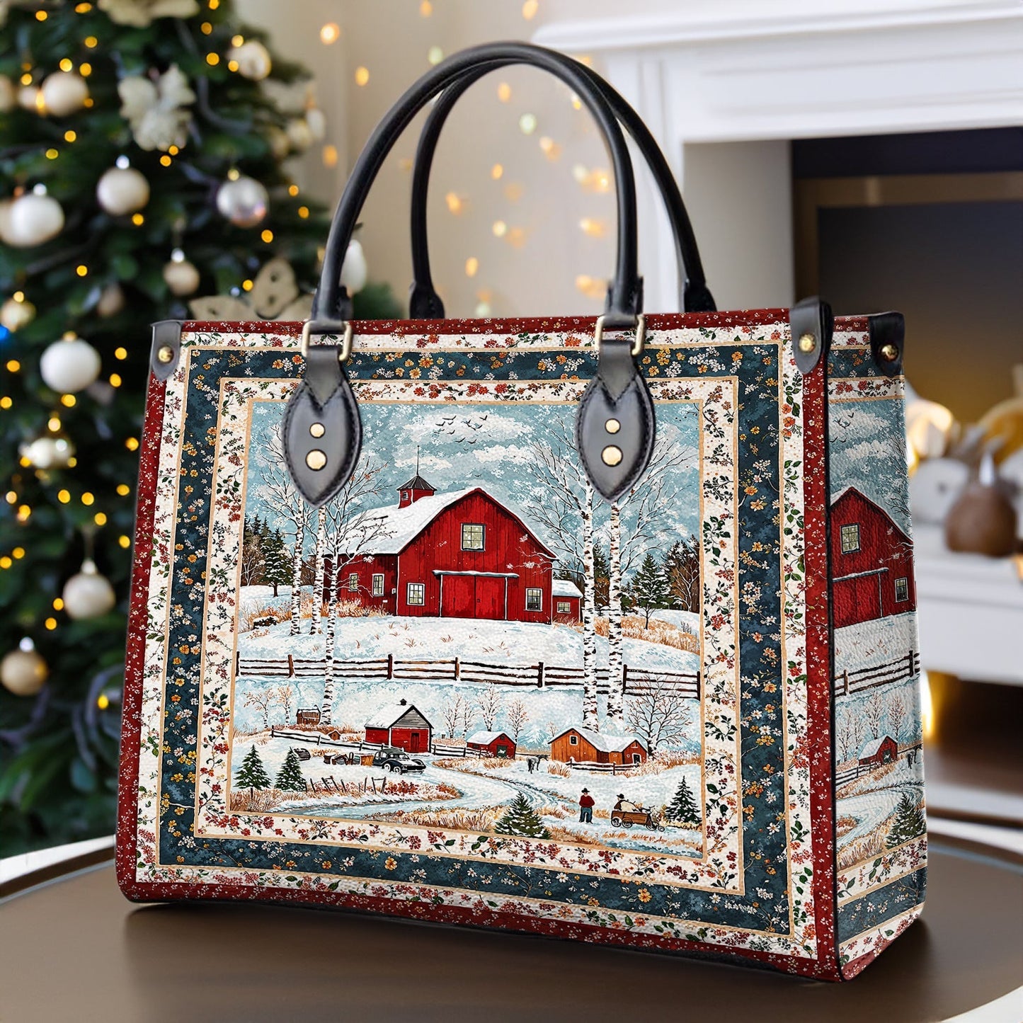 Shineful Leather Bag Red Barn Christmas