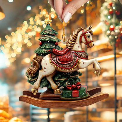 Shineful 2D Acrylic Ornament Christmas Royal Wooden Horse