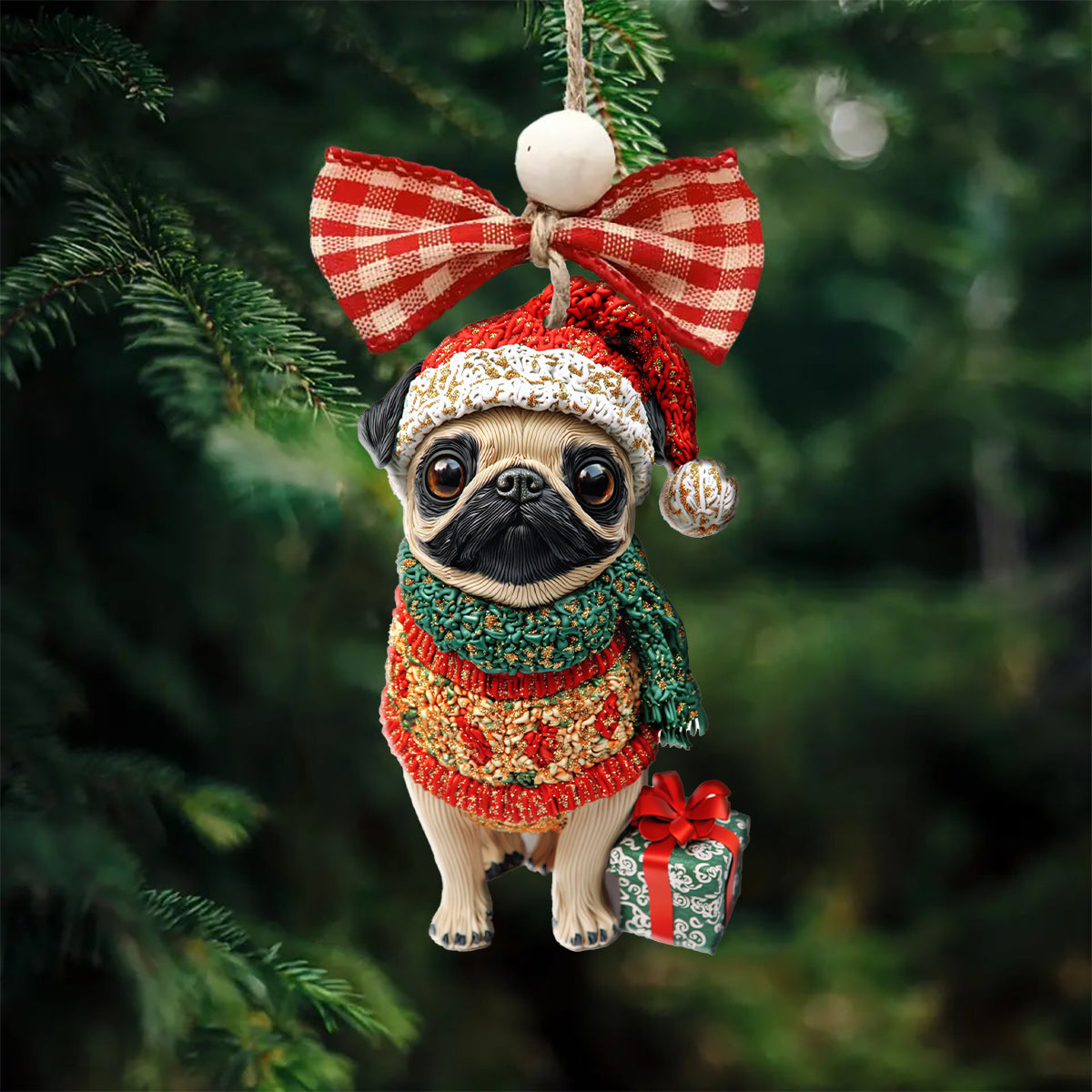 Shineful 2D Acrylic Ornament Chistmas Puggy