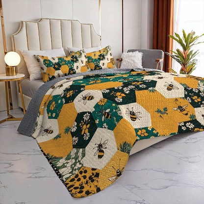 Shineful All Season Quilt 3-Piece Set - Honeycomb Haven