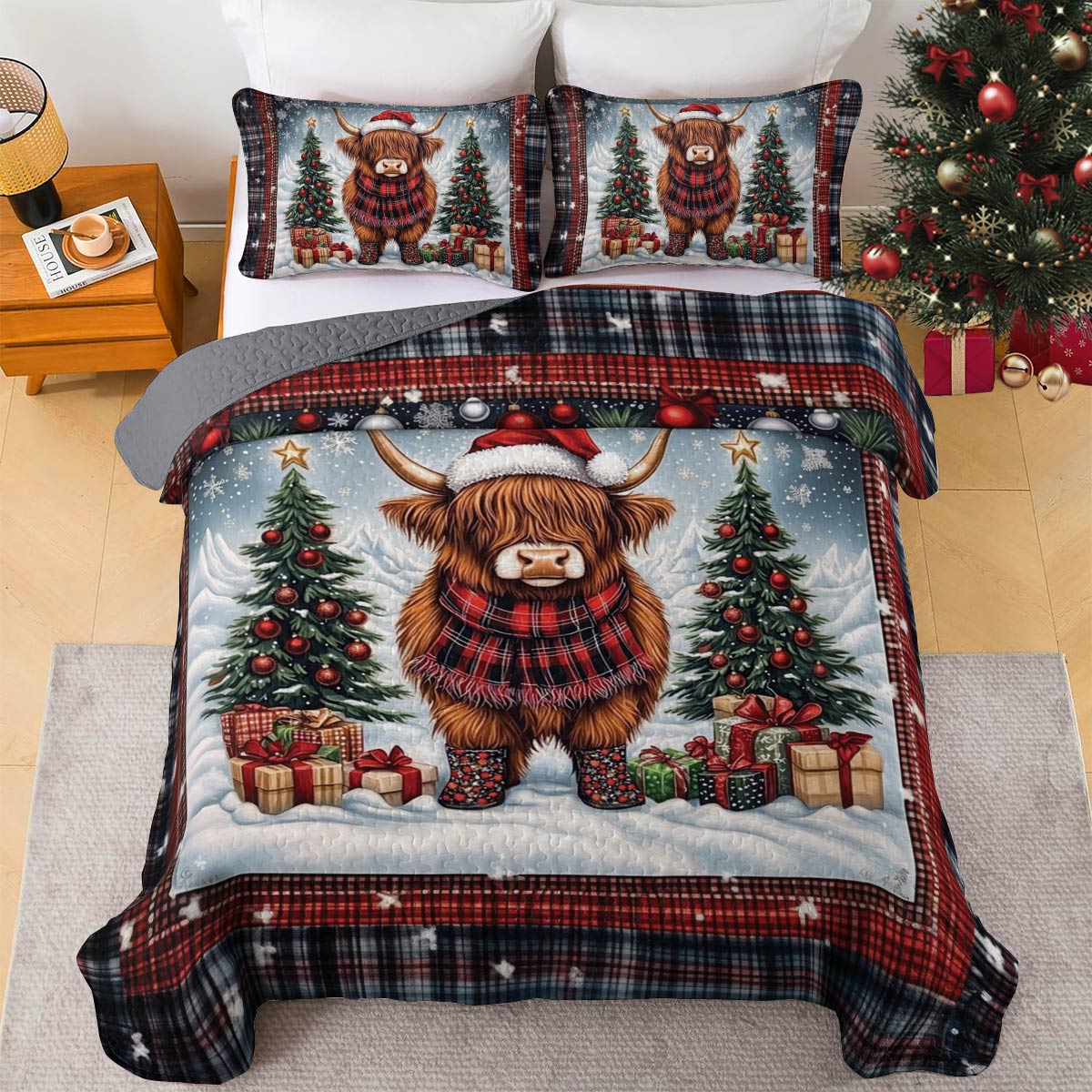 Shineful All Season Quilt 3-Piece Set Mooey Christmas