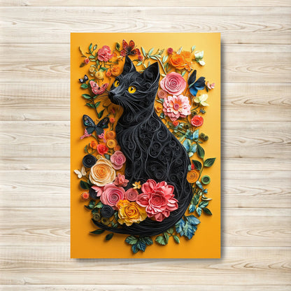 Shineful 2D Metal Sign Black Cat Blooms