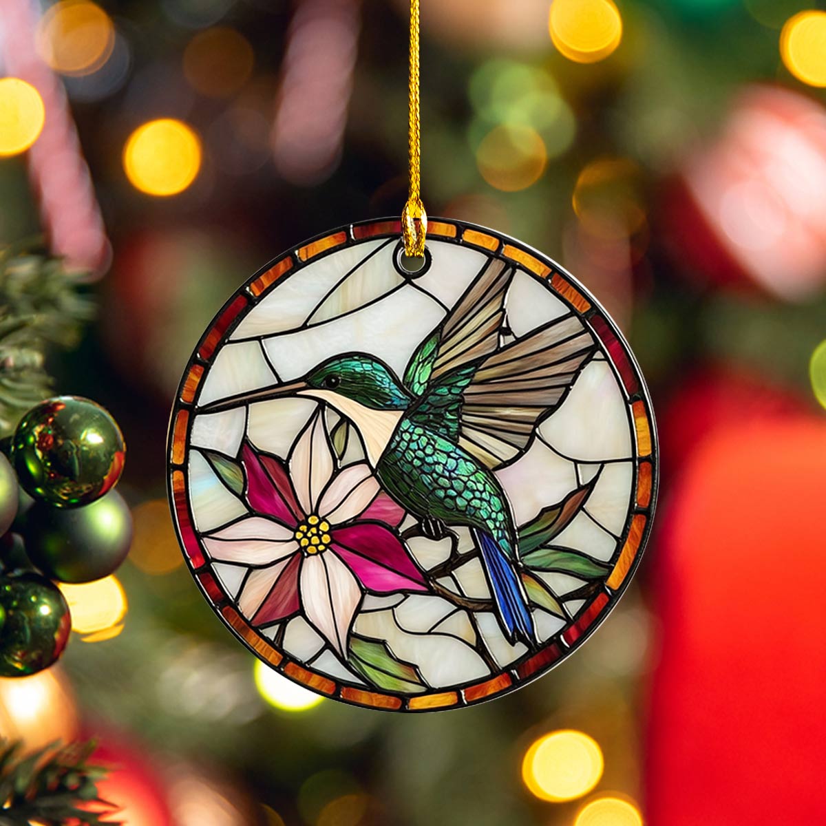 Shineful 2D Acrylic Ornament Stained Glass Hummingbird