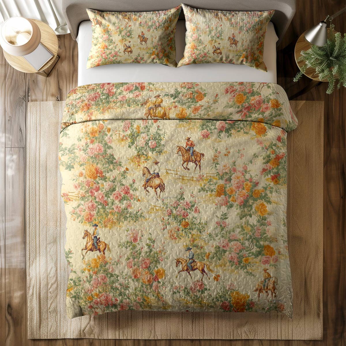 Shineful All Season Quilt 3-Piece Set Western Romance Cowboy