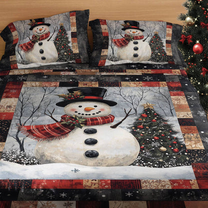 Shineful 4-Piece Bed Sheet Set Jolly Snowman