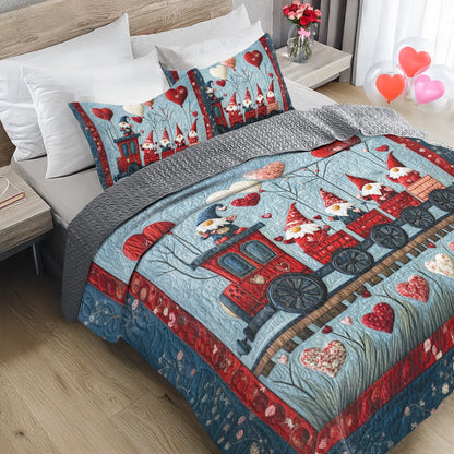 Shineful All Season Quilt 3-Piece Set Valentine's Gnome Express