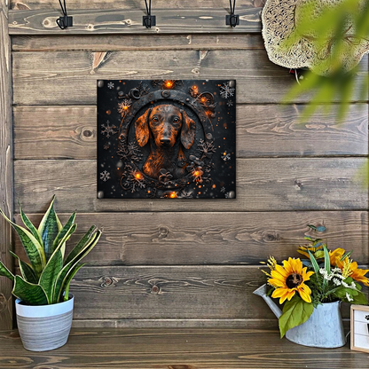 Shineful 2D Metal Sign Cosmic Dachshund Elegance