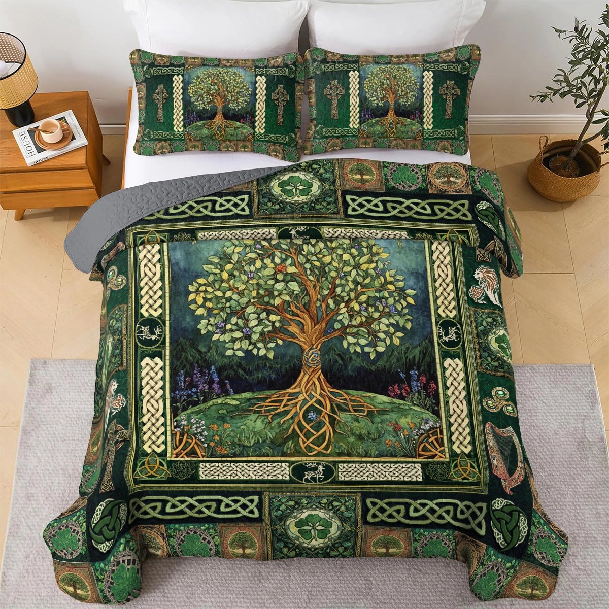 Shineful All Season Quilt 3-Piece Set Celtic Serenity: Tree of Life